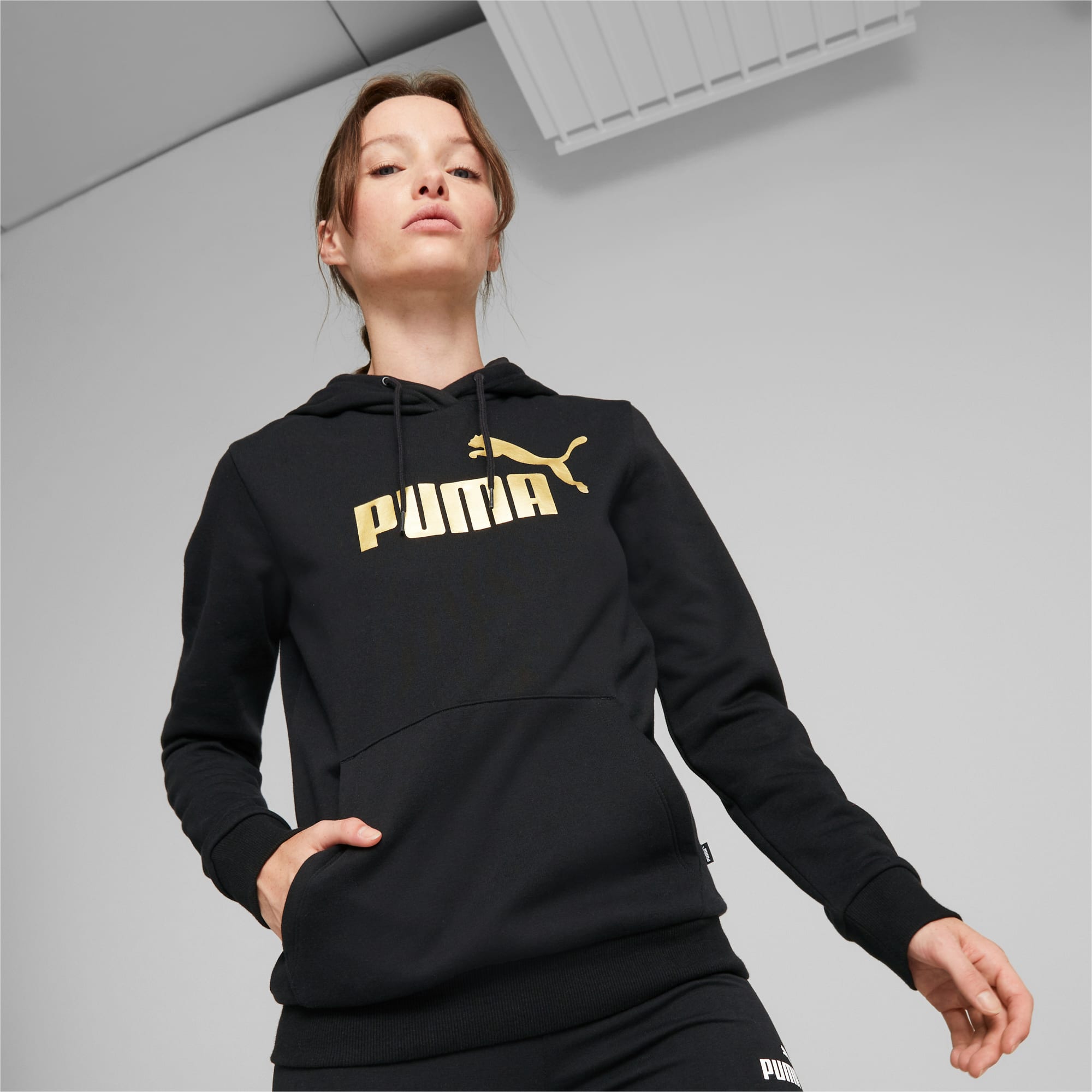 Black and gold puma hoodie new arrivals